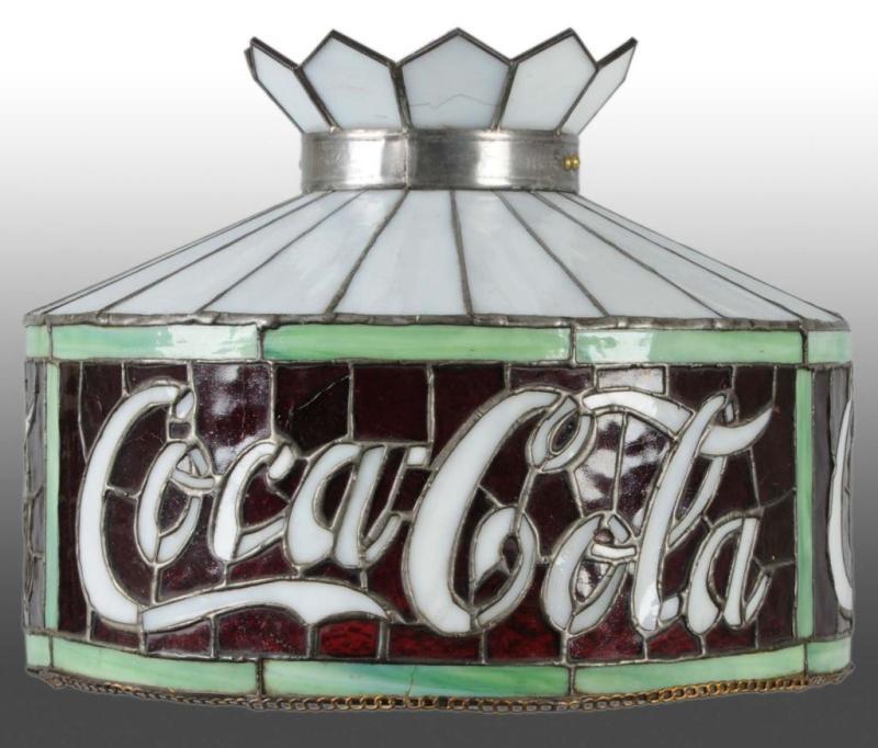 Appraisal: Leaded Glass Coca-Cola Shade with Chain Edge Description Circa s