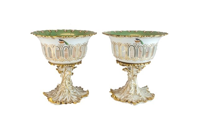 Appraisal: A pair of Rockingham porcelain pedestal bowls th century each