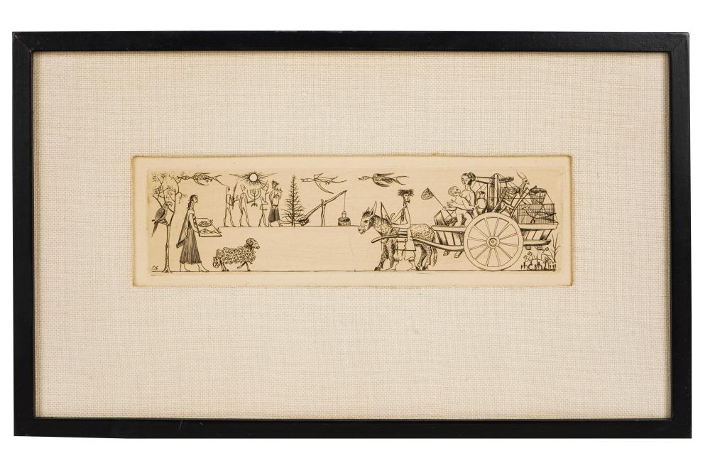 Appraisal: TH CENTURY MODERNIST CHARIOT SCENEetching signed in plate lower right