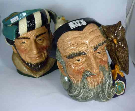 Appraisal: Royal Doulton Large Character Jugs The Falconer D and Merlin