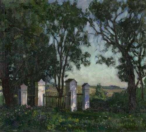 Appraisal: ZHUKOVSKY STANISLAW Jedrychowice Grodno - Pruskowo Warsaw Landscape with fence