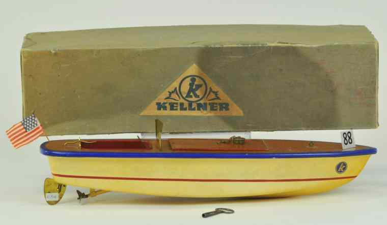 Appraisal: KELLNER SPEEDBOAT WITH BOX Germany c 's made of wood