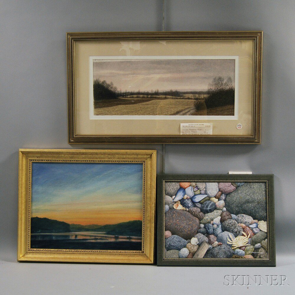 Appraisal: Three Framed Landscape and Marine Works Derek Hare British th