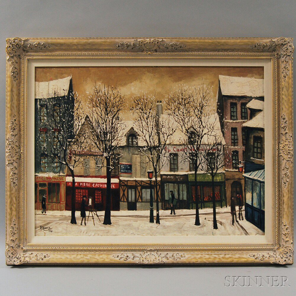 Appraisal: Andr Renoux French - Montmartre Street Scene in Snow Signed