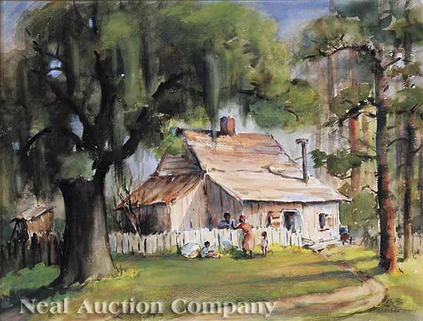 Appraisal: Louise Angelique Sarrazin American New Orleans - Morning Gossip watercolor