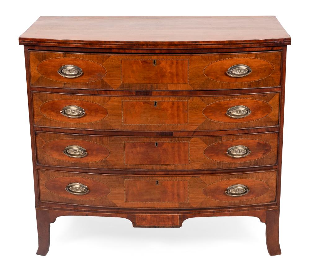 Appraisal: HEPPLEWHITE BOWFRONT CHEST NEW HAMPSHIRE CIRCA HEIGHT WIDTH DEPTH HEPPLEWHITE