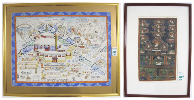 Appraisal: TWO TIBETAN PAINTINGS on silk the first a thanghka or