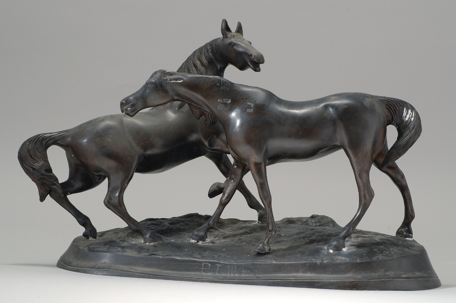 Appraisal: BRONZE FIGURE GROUP AFTER PIERRE JULES M NE Two horses