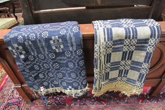 Appraisal: TWO COVERLETS American th century Cotton and wool coverlets woven