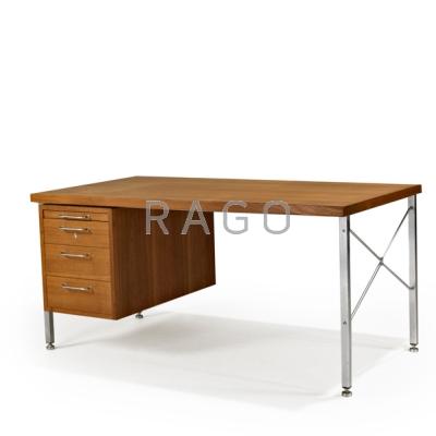 Appraisal: HANS WEGNER JOHANNES HANSEN Desk Denmark s Teak matte chromed