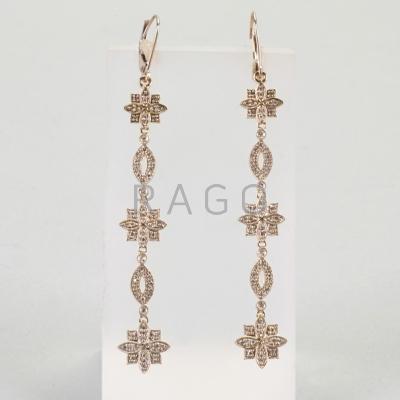 Appraisal: DIAMOND K WHITE GOLD DROP EARRINGS Star-shaped and oblong links