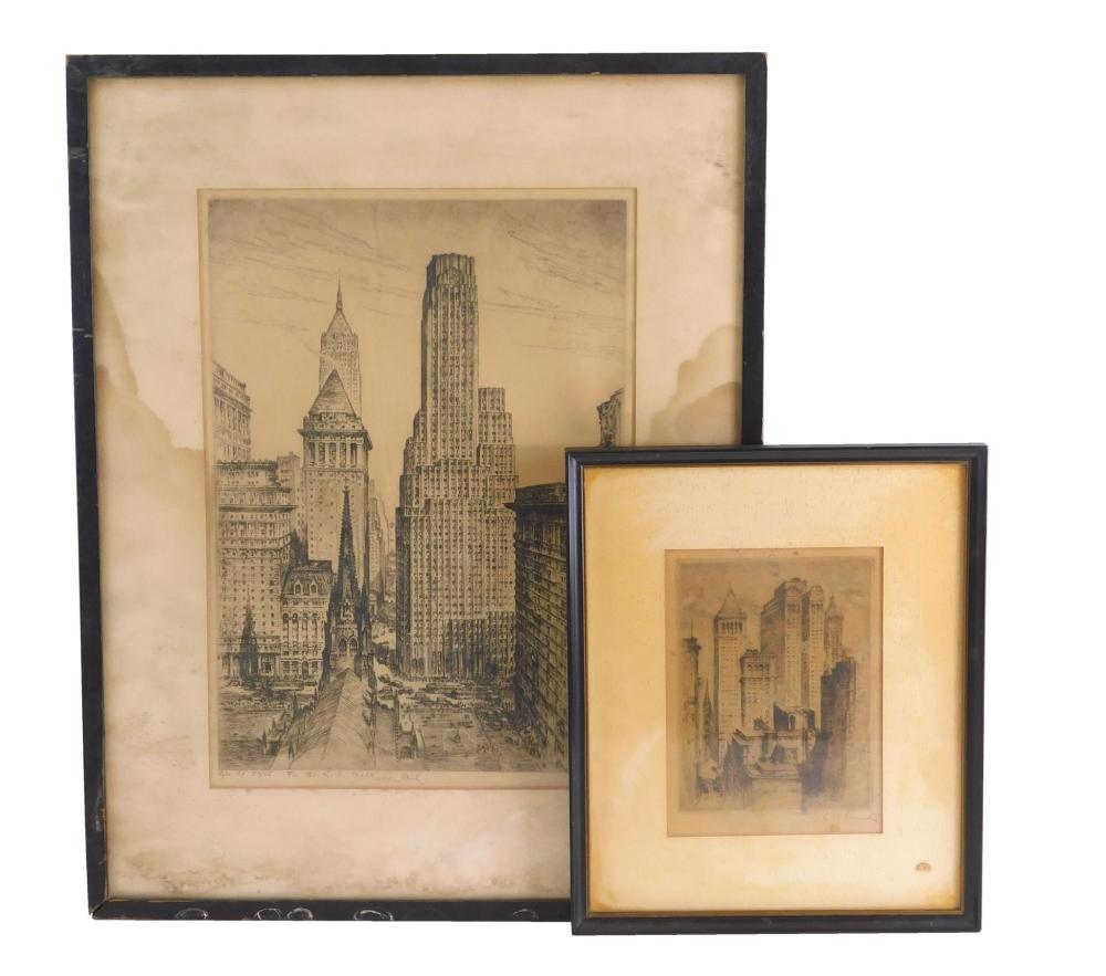 Appraisal: Anton Schutz Germany United States - Two Etchings Irving Trust