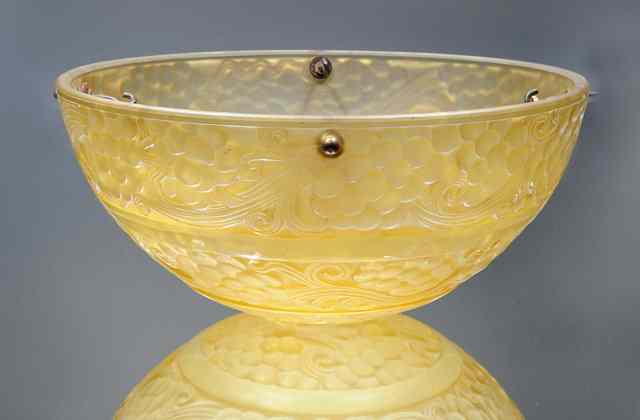 Appraisal: Rene Lalique French - 'Saint-Vincent' yellow glass plafonnier Marcilhac no