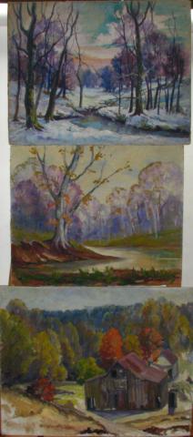 Appraisal: Three Mae Dilliner Lowes IN - Landscape Oil on Board