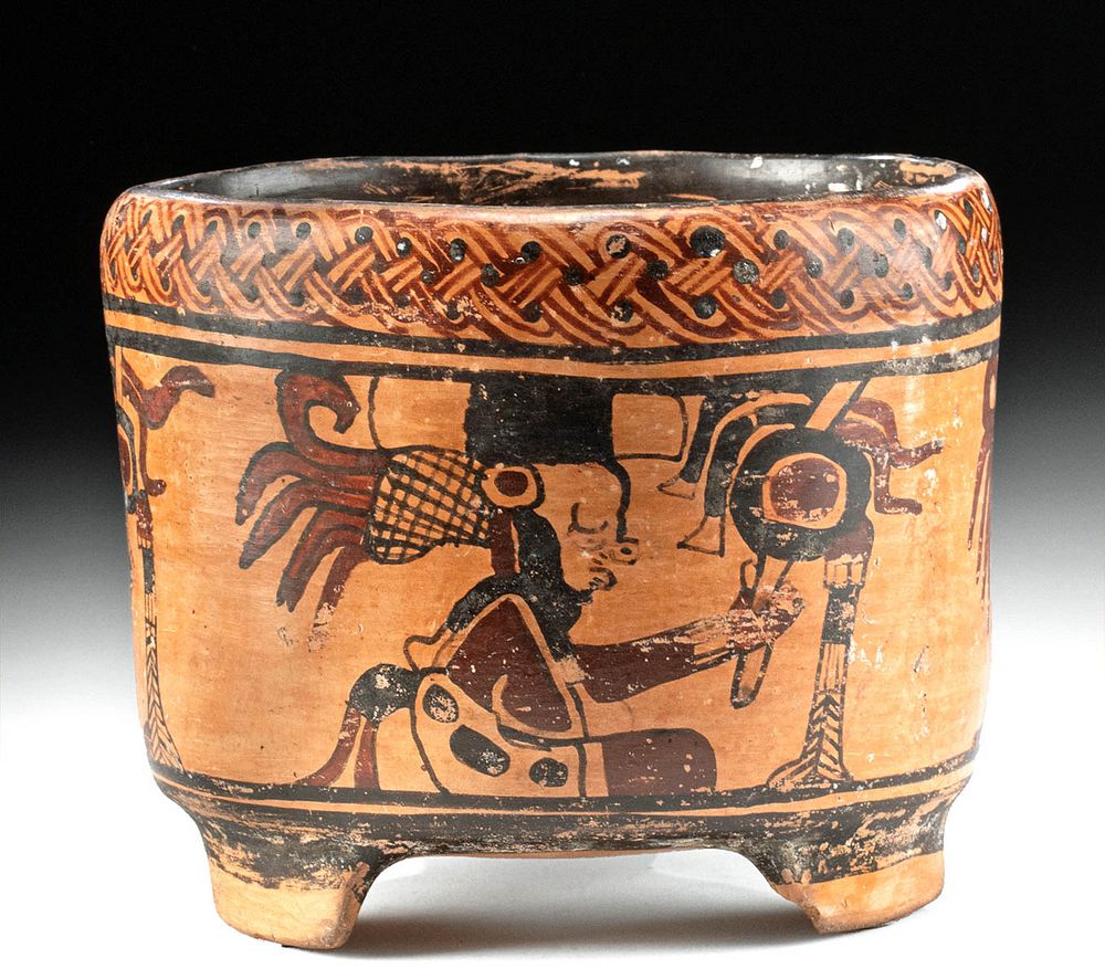 Appraisal: Maya Ulua Valley Polychrome Vessel w Figures Pre-Columbian Central America