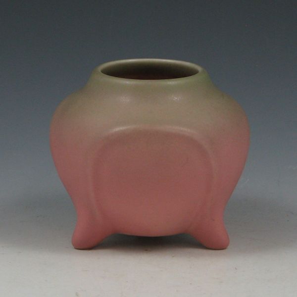 Appraisal: Rookwood footed vase in matte green over pink from Marked