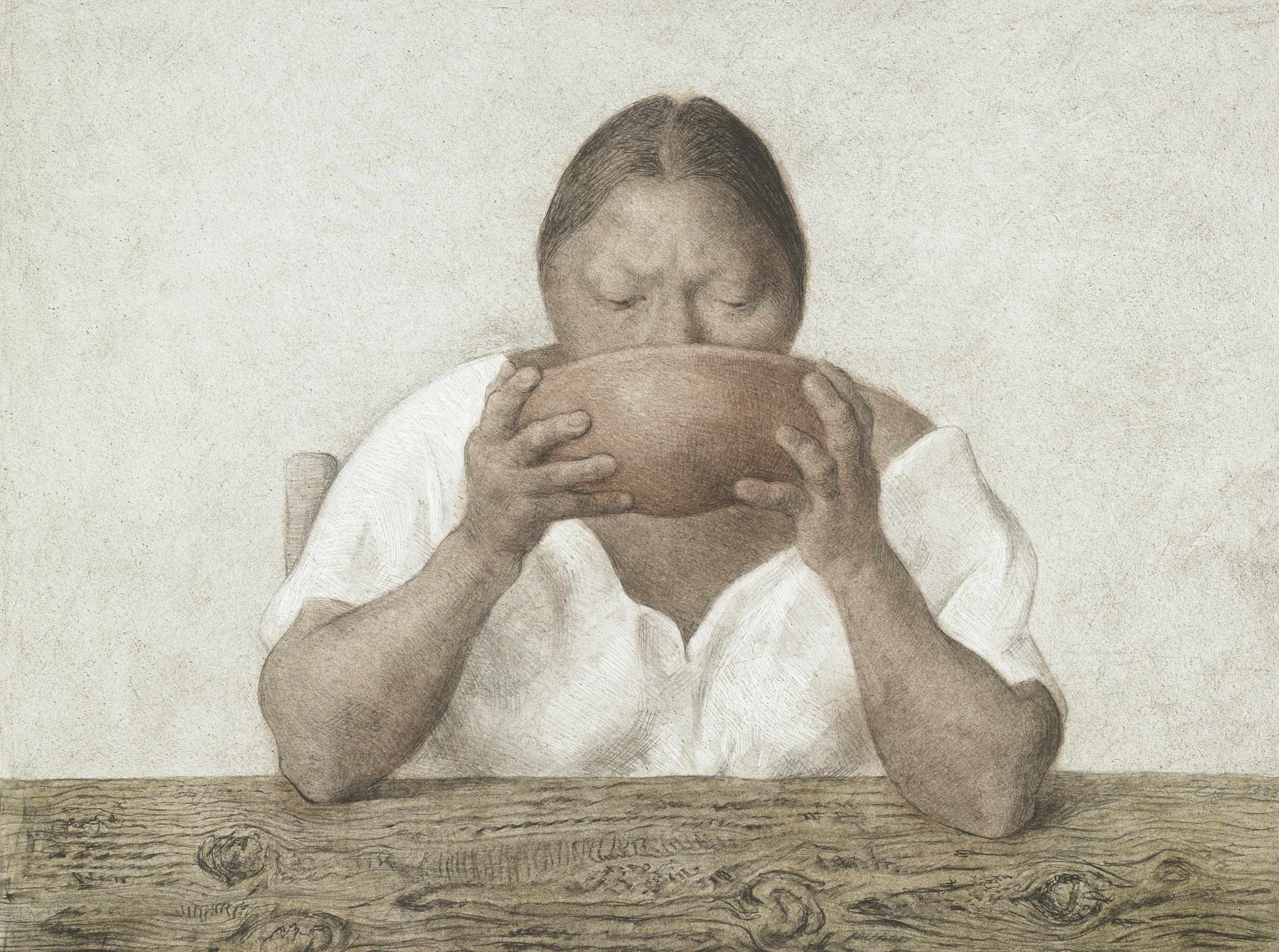 Appraisal: Francisco Ziga Mexican - Mujer con Olla B Lithograph in