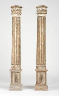 Appraisal: A pair of Continental carved painted pine pillars Early th