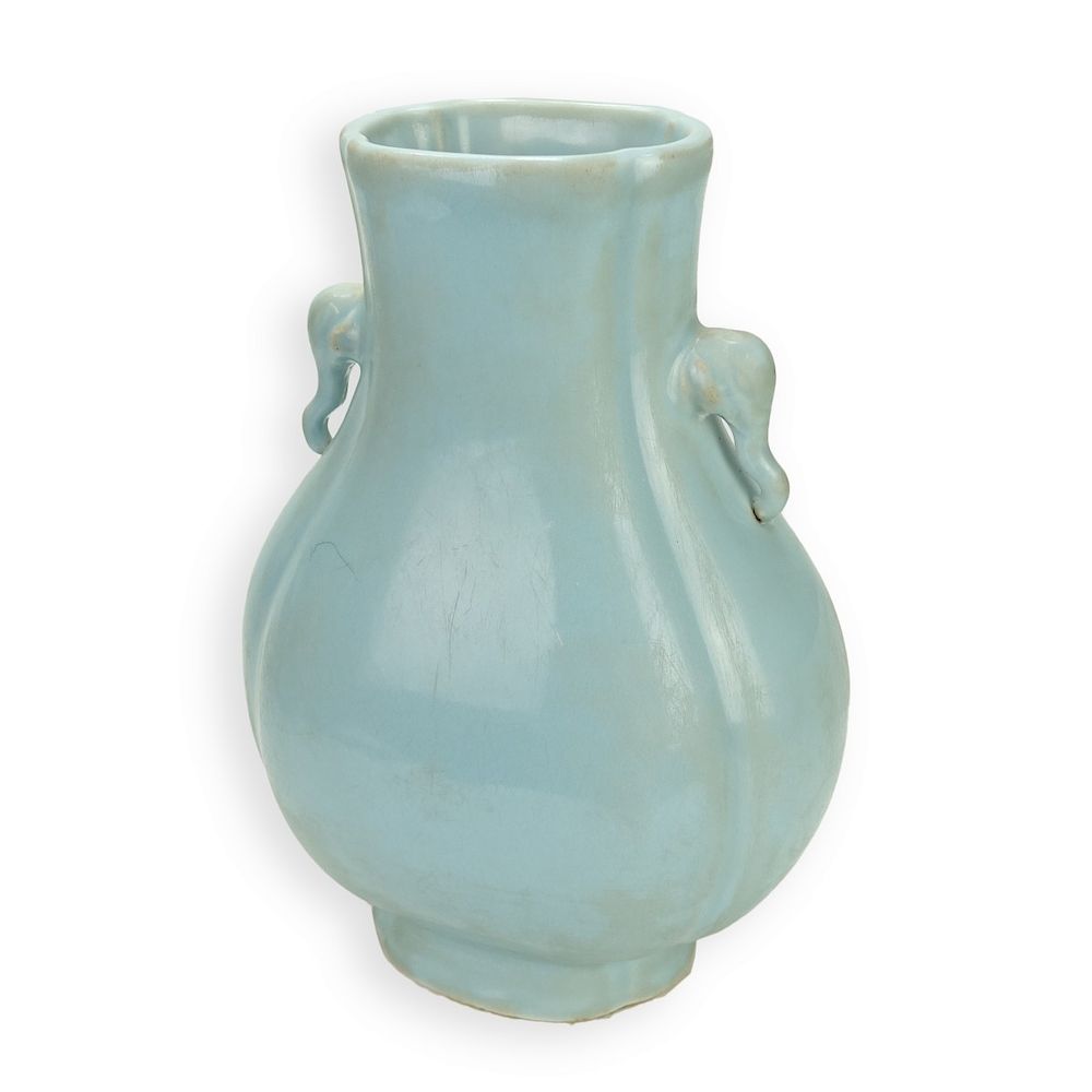 Appraisal: Chinese Celadon Vase Chinese Celadon Glaze Porcelain Vase with Mock