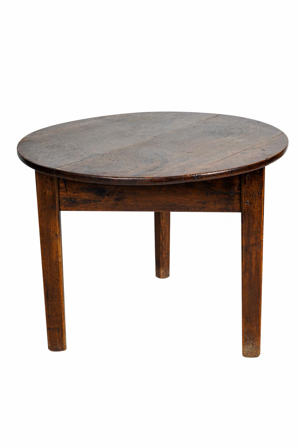 Appraisal: ENGLISH OAK CRICKET TABLEwith circular top plain apron and three