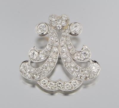 Appraisal: An Elegant Diamond and Platinum Brooch Platinum brooch of elegant