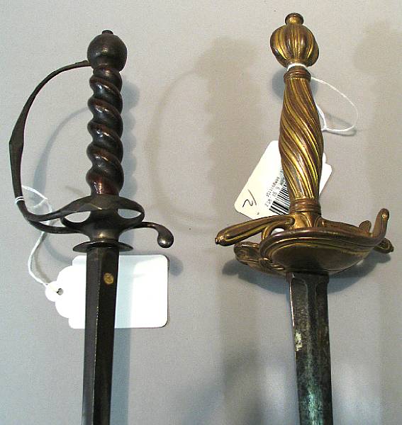 Appraisal: A lot of two th century small swords Comprising inch