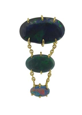 Appraisal: A graduated opal brooch Set with solid black opals and