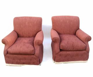 Appraisal: Pair of Upholstered Swivel Club Chairs Pair of upholstered swivel