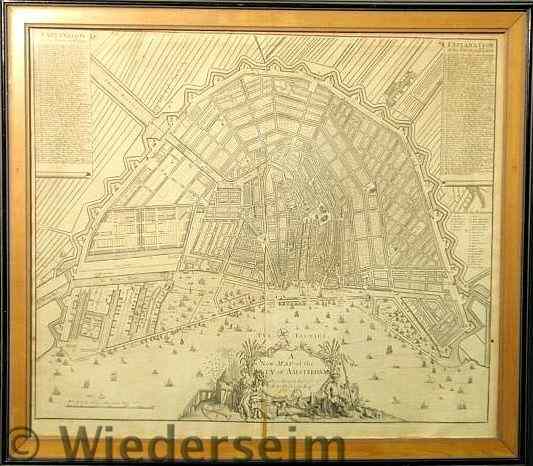 Appraisal: Framed map of the City of Amsterdam Most Humbly Inscribed