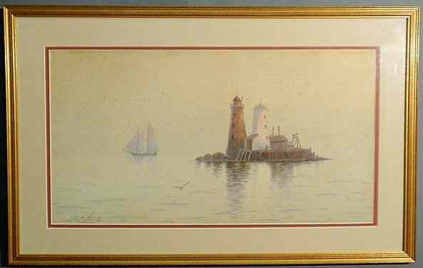 Appraisal: Essig George Emerick American - watercolor of lighthouses with a