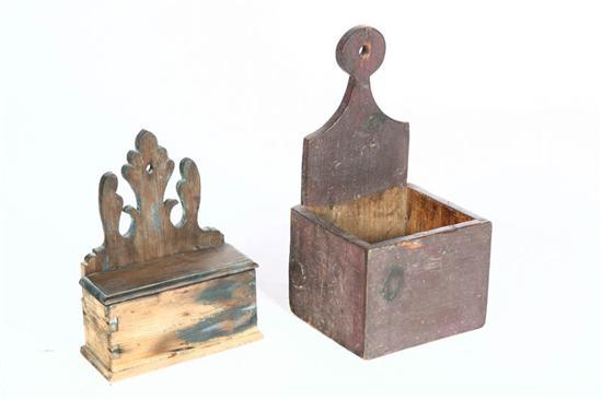 Appraisal: TWO HANGING BOXES Both American th century pine Includes a