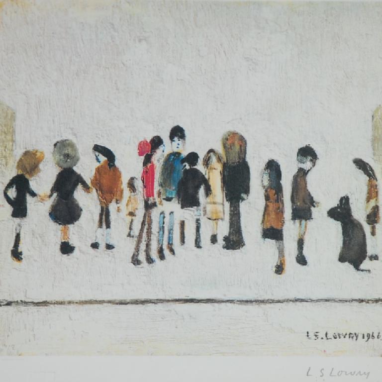 Appraisal: L S LOWRY ARTIST SIGNED COLOURED PRINT Group of children