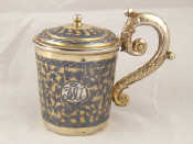 Appraisal: A Russian silver gilt cup and cover with niello decoration