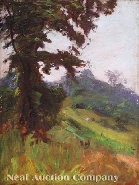 Appraisal: Walter Clark American - Hillside oil on wood panel unsigned