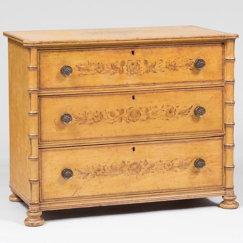 Appraisal: Regency Faux Bamboo Painted Chest of Drawers x x in