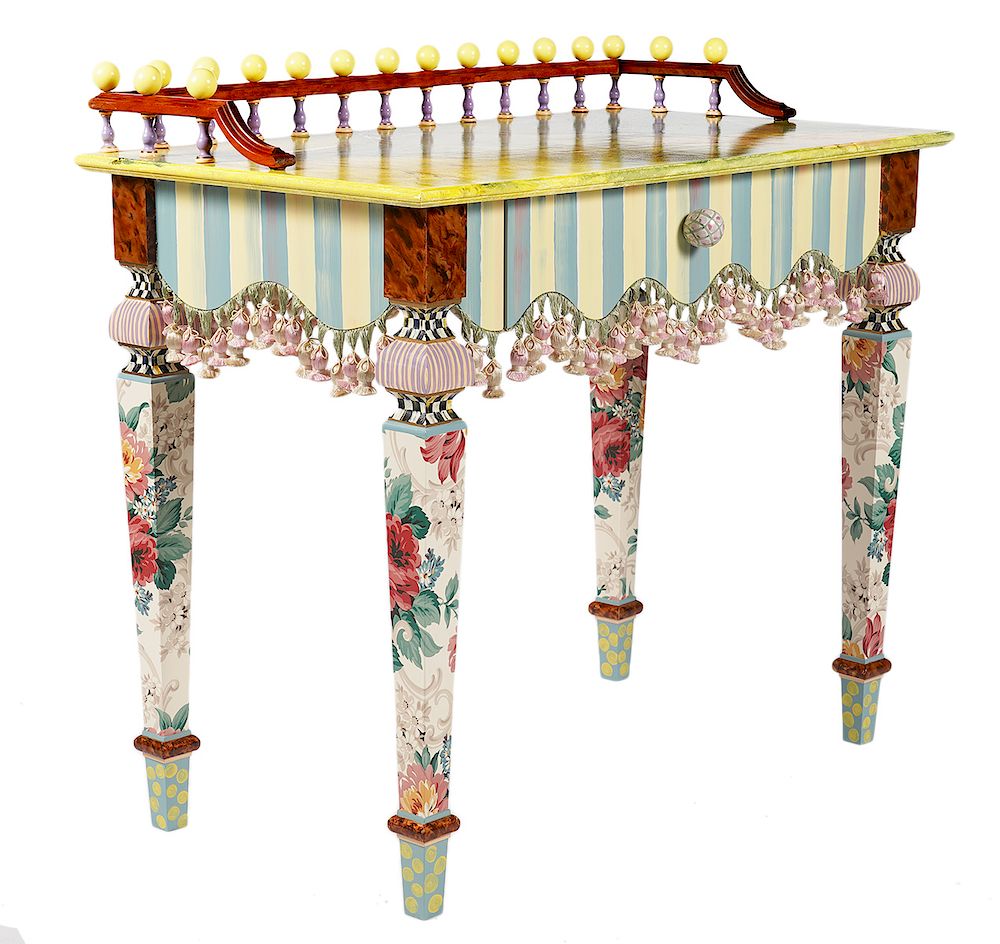 Appraisal: MacKenzie Childs Painted Vanity Writing Desk MacKenzie Childs painted writing