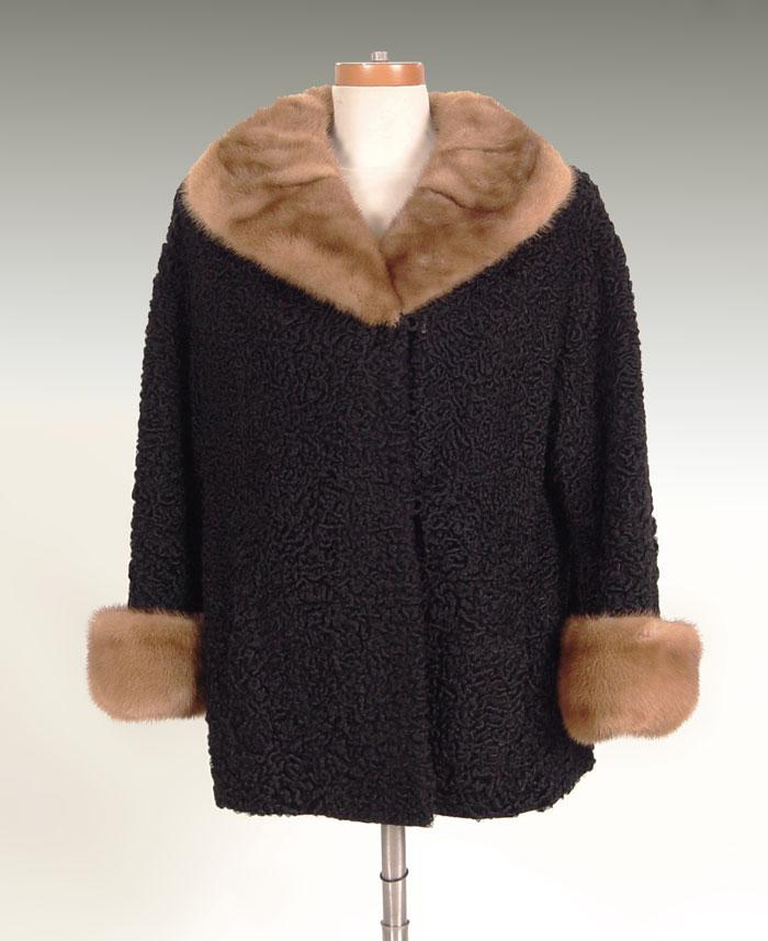 Appraisal: PERSIAN LAMBS WOOL AND MINK JACKET Evans of Chicago Paris