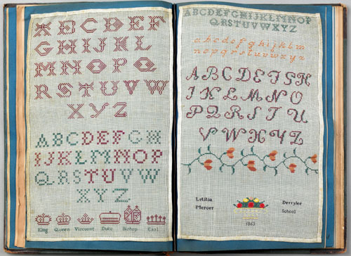 Appraisal: Specimens of Needlework school girl sample book of Letita Mercer