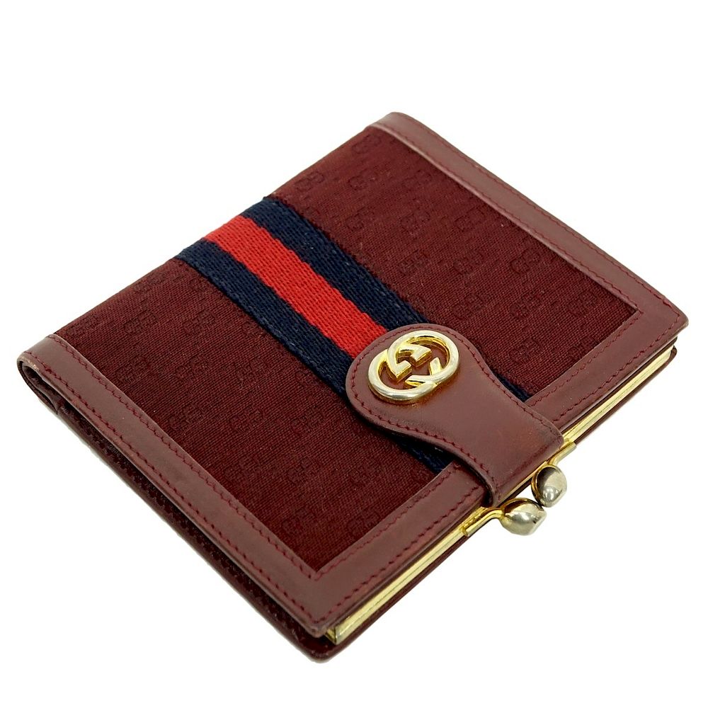 Appraisal: Gucci Bordeaux Monogrammed Canvas Trifold Wallet Gucci Bordeaux Monogrammed Canvas