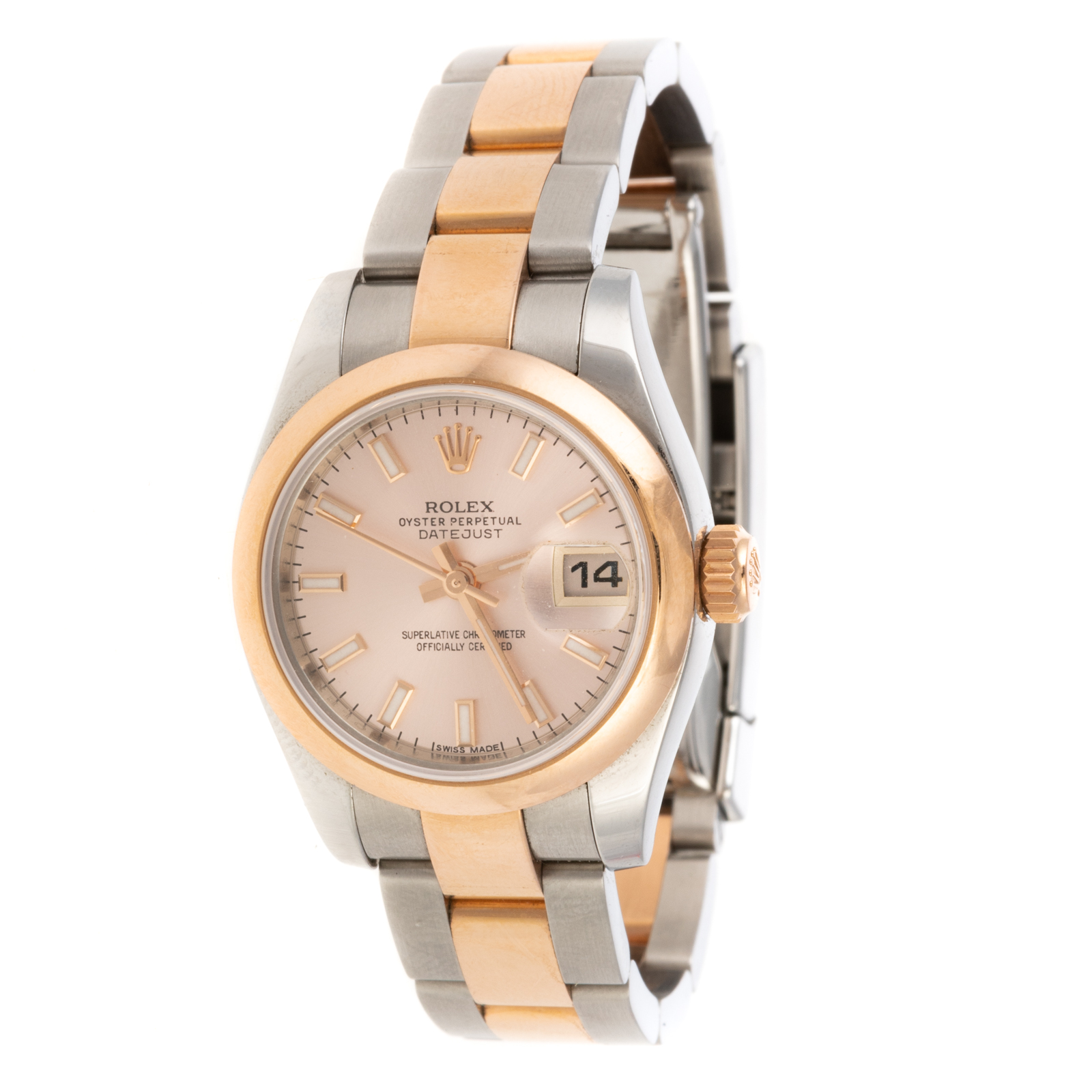 Appraisal: A ROLEX DATEJUST WITH PINK DIAL K rose gold and