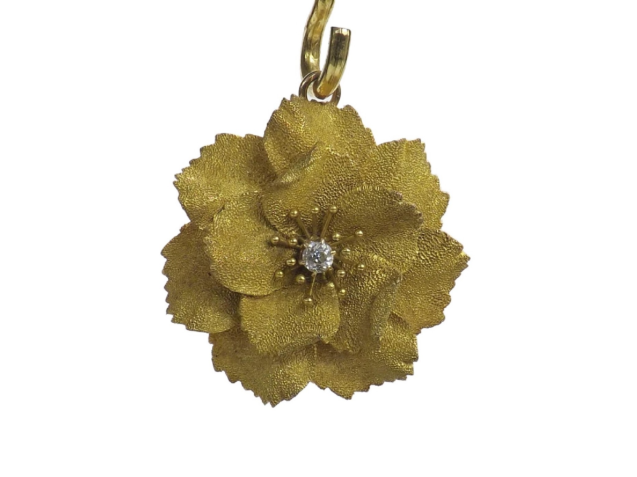 Appraisal: k yellow gold flowerhead pendant brooch set with a single