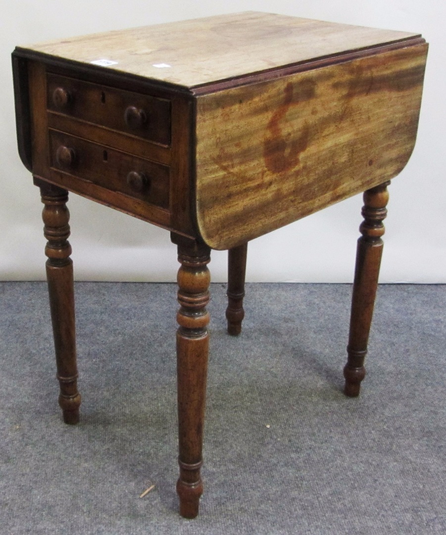 Appraisal: A Regency mahogany drop flap work table with pair of