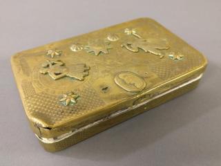 Appraisal: Puzzle box Brass German combination puzzle box with note Curtars