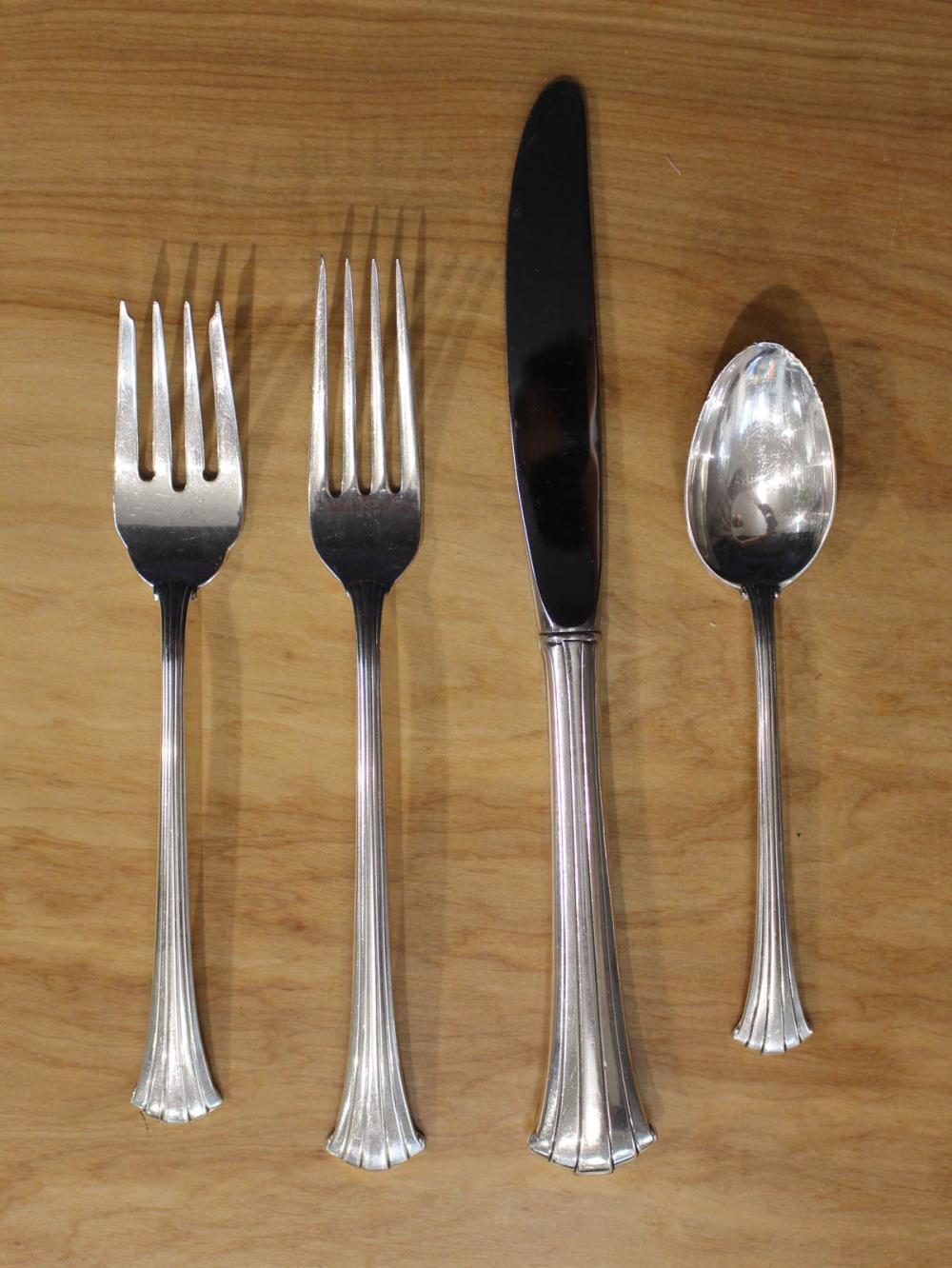 Appraisal: GORHAM NEWPORT SCROLL STERLING SILVER FLATWARE SET piece service for