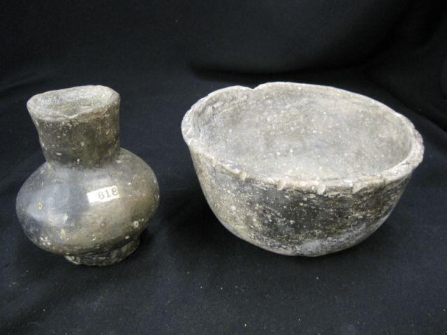 Appraisal: Pre- Columbian Potttery Bowl and a Vase bowl is diameter