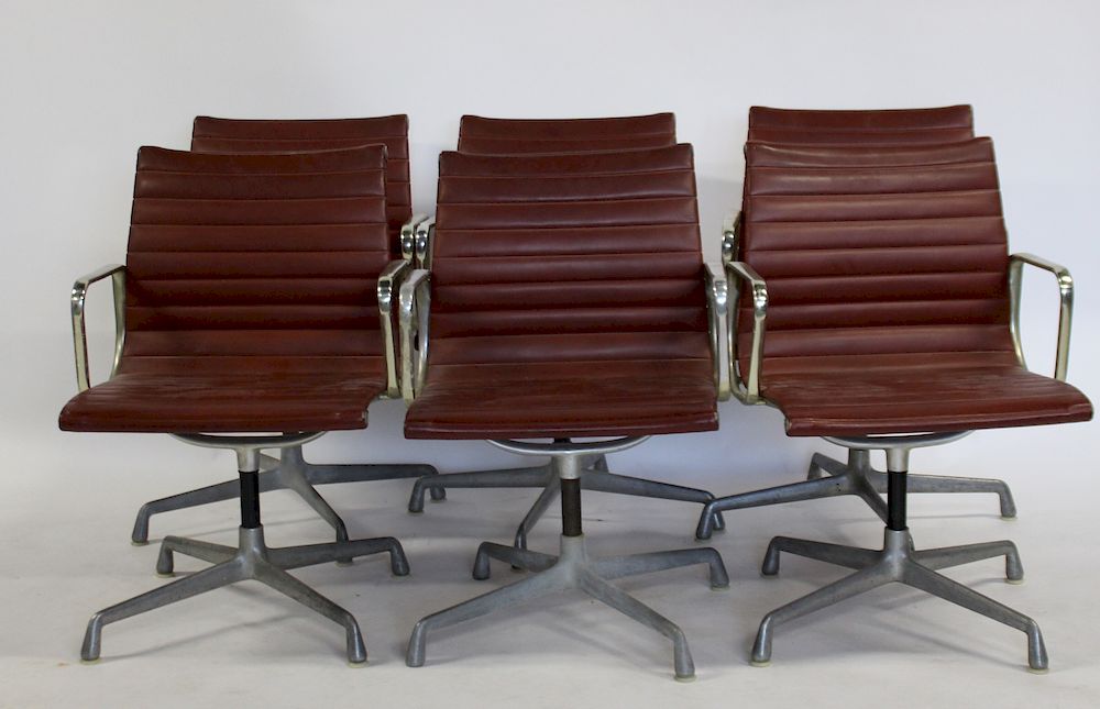 Appraisal: MIDCENTURY Eames For Herman Miller Swivel Chairs Aluminum group soft