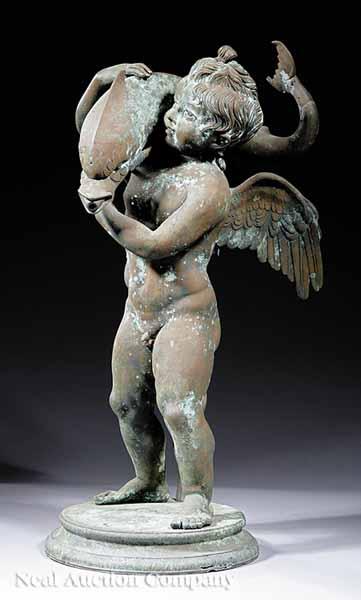 Appraisal: A Neapolitan Bronze Figural Garden Fountain th c with Cupid