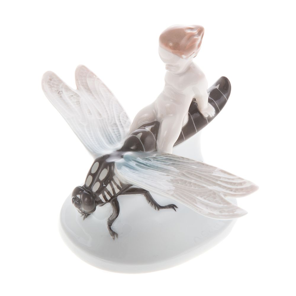 Appraisal: Rosenthal porcelain fairy riding dragonfly impressed A Causmann in H