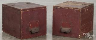 Appraisal: Two painted pine country store bins ca '' h ''