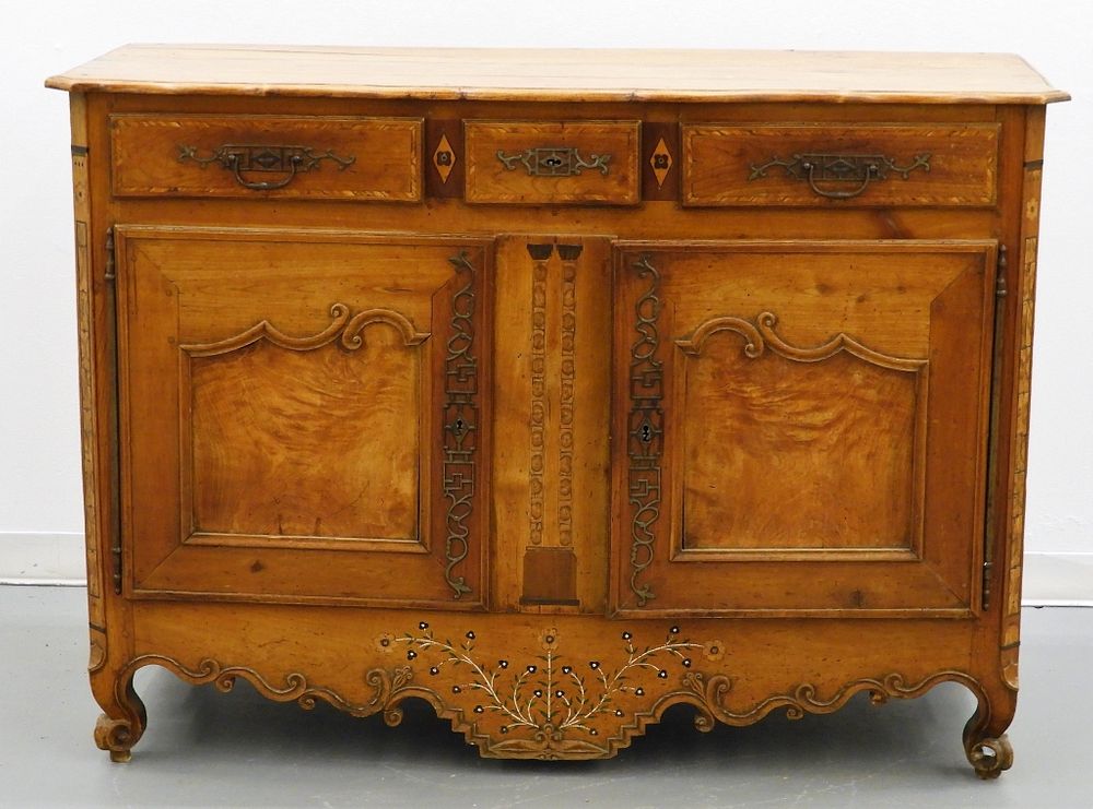 Appraisal: C French Country Fruitwood Sideboard Server France th Century Shaped